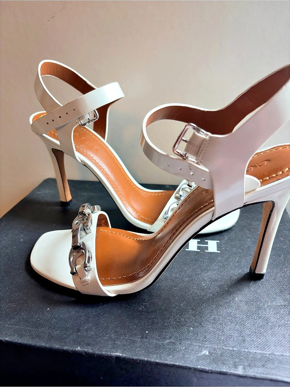 Coach Regina Jeweled Sandal Jeweled Heels in White Size US 9
